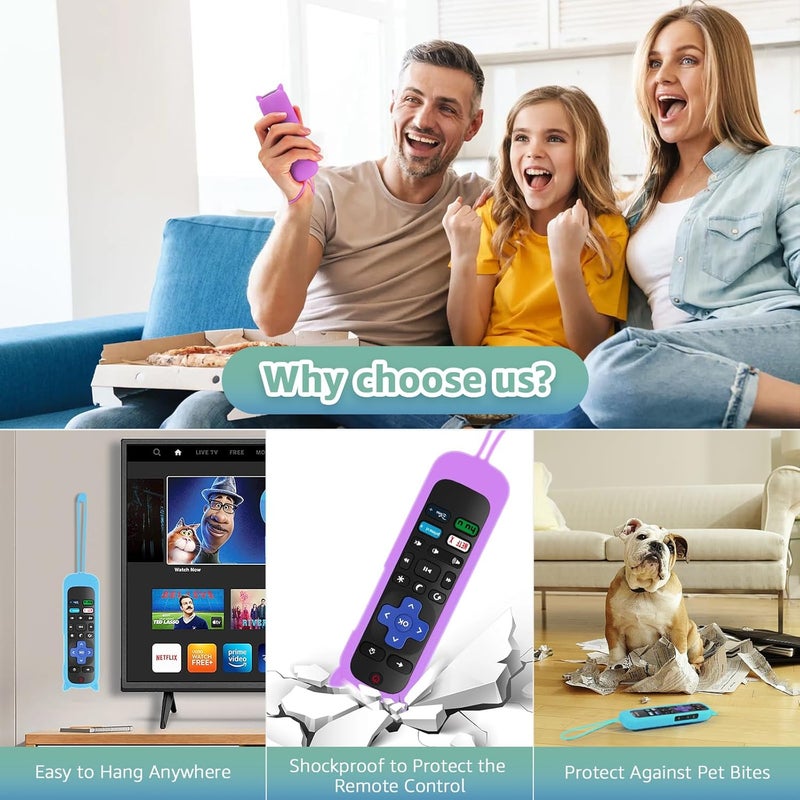 OneBom (2+2 Packs) Replacement Remote for Roku TV with Soft Protective Silicone Cover(Glow in The Dark), Universal Remote for TCL/Hisense/Onn/Sharp/Element/Philips Roku Smart TV - Image 3